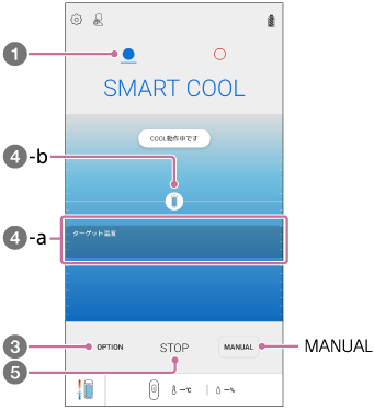 「REON POCKET」アプリのSMART COOLモード設定画面のイラスト