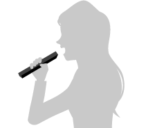 Рисунок человека, говорящего в верхнюю часть пульта дистанционного управления