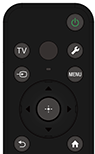 At the top right corner of the remote control, there is a POWER button. The POWER button turns the TV on or switches to standby/networked standby mode. Below the POWER button is a row of three round shapes. Starting from the left, these are the TV button, microphone LED, and Quick Settings button. The TV button switches to a TV channel or input and displays the TV menu. The microphone LED illuminates when the microphone built onto the remote control is active. The Quick Settings button displays a set of controls to preset picture, sound, etc. In the next row, the three shapes from the left are the Input button, the microphone, and the Control menu button. The Input button displays and selects the input source, etc. The microphone has a tiny rounded rectangular shape. The Control menu button displays a menu on the TV to use button functions that are not on the remote control. Below this row, there are two interlocking rings of buttons. The inner ring has four tactile bumps, used for navigating up, down, left and right. At the center is the Enter button which is the raised bump. Below the ring, there are two round buttons. Starting from the left, these are the BACK and HOME buttons. The BACK button returns you to the previous screen. The HOME button displays the home menu of the TV. Below these buttons, there is a long Volume button on the left. Press the upper part of the Volume button to increase the volume. Press the lower part of the same button to decrease the volume. On the right side, there is a long Channel button, with a tactile dot on the upper part. Press the upper part of the Channel button to increase the channel number or press the lower part of the same button to decrease the channel number. Between these two buttons, there is a round Google Assistant/Microphone button on the top, and MUTE button on the bottom. The Google Assistant/Microphone button is used for the Google Assistant and other voice features such as voice search. When using voice commands, speak into the microphone below the microphone LED. Use MUTE to mute the sound. Press again to restore the sound. The accessibility shortcut service can also be turned on or off by pressing and holding this button. On the row below are the Dashboard, Play/Pause, and Guide buttons. Pressing the Dashboard button displays the Dashboard. There is a tactile dot on the PLAY/Pause button. Use this button to control your content. The Guide button displays the digital program guide for the TV or Cable/Satellite box. Below are three rows of two rectangular buttons. The upper-left is the SONY PICTURES CORE button, below that is the Disney+ button, and below that is the crunchyroll button. The upper-right is the NETFLIX button, below that is the Prime Video button, and below that is the YouTube button. Depending on your region/country or TV model, these buttons may not be available.