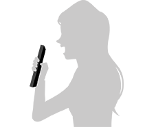  Illustration of speaking into the top part of the remote control