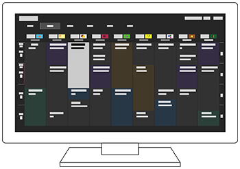 番組表が表示されたテレビ画面のイラスト