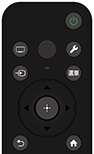 At the top right corner of the remote control, there is a POWER button. The POWER button turns the TV on or switches to standby/networked standby mode. Below the POWER button is a row of three round shapes. Starting from the left, these are the Display button, microphone LED, and Quick Settings button. The Display button switches to a TV channel or input and displays the TV menu. The microphone LED illuminates when the microphone built onto the remote control is active. The Quick Settings button displays a set of controls to preset picture, sound, etc. In the next row, the three shapes from the left are the Input button, the microphone, and the 選單 button. The Input button displays and selects the input source, etc. The microphone has a tiny rounded rectangular shape. The 選單 button displays a menu on the TV to use button functions that are not on the remote control. Below this row, there are two interlocking rings of buttons. The inner ring has four tactile bumps, used for navigating up, down, left and right. At the center is the Enter button which is the raised bump. Below the ring, there are two round buttons. Starting from the left, these are the BACK and HOME buttons. The BACK button returns you to the previous screen. The HOME button displays the home menu of the TV. Below these buttons, there is a long Volume button on the left. Press the upper part of the Volume button to increase the volume. Press the lower part of the same button to decrease the volume. On the right side, there is a long 頻道 button, with a tactile dot on the upper part. Press the upper part of the 頻道 button to increase the channel number or press the lower part of the same button to decrease the channel number. Between these two buttons, there is a round Google Assistant/Microphone button on the top, and MUTE button on the bottom. The Google Assistant/Microphone button is used for the Google Assistant and other voice features such as voice search. When using voice commands, speak into the microphone below the microphone LED. Use MUTE to mute the sound. Press again to restore the sound. The accessibility shortcut service can also be turned on or off by pressing and holding this button. On the row below are the Dashboard, Play/Pause, and Guide buttons. Pressing the Dashboard button displays the Dashboard. There is a tactile dot on the PLAY/Pause button. Use this button to control your content. The Guide button displays the digital program guide for the TV or Cable/Satellite box. Below are three rows of two rectangular buttons. The upper-left is the SONY PICTURES CORE button, below that is the Disney+ button, and below that is the YouTube button. The upper-right is the NETFLIX button, below that is the Prime Video button, and below that is the myVideo button. Depending on your region/country or TV model, these buttons may not be available.