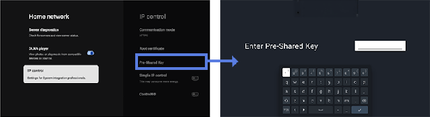 Pantalla de ajuste de Clave previamente compartida.