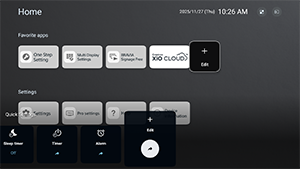 On-screen menu showing available settings.