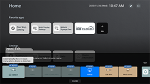 On-screen menu with selectable options.