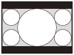 Illustration of a projection screen with FULL 1 setting for 16:9 signal input