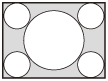 Illustration of a projection screen with 4:3 setting for 4:3 signal input