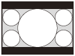Illustration of a projection screen with 16:9 setting for 16:9 signal input