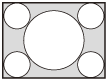 Illustrazione di uno schermo di proiezione con impostazione 4:3 per ingresso di segnale 4:3