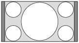 Abbildung zur Projektion bei Auswahl von 1,85:1 Zoom für Seitenverhältnis, wenn ein 1,85:1-Bild oder ein gestauchtes 1,85:1-Bild eingespeist wird