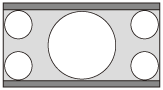Abbildung zur Projektion bei Auswahl von 1,85:1 Zoom für Seitenverhältnis, wenn ein 2,35:1-Bild oder ein gestauchtes 2,35:1-Bild eingespeist wird