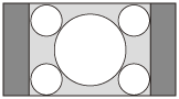 Abbildung zur Projektion bei Auswahl von Normal für Seitenverhältnis, wenn ein Bild im Format 1,33:1 (4:3) oder ein Bild im Format 1,33:1 (4:3) mit durch das Seitenverhältnissignal verursachten seitlichen Streifen eingespeist wird