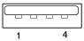 Ilustración de la asignación de contactos de un terminal USB