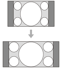Abbildung zur Projektion bei Auswahl von Verkleinern für Seitenverhältnis, wenn ein 16:9-Bild eingespeist wird
