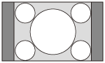 Illustration de l’image projetée en sélectionnant Normal pour Aspect, lors de l’entrée de l’image 1,33:1 (4:3) ou de l’image 1,33:1 (4:3) avec signal d’aspect-barres latérales